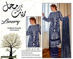 3 psc Unstitched lawn embroidery suit