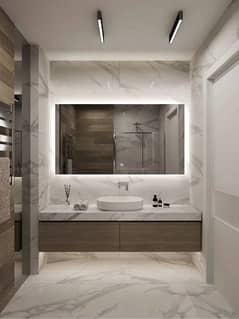 Customised bathroom vanities/ Corian top PVC cabinets/ upper bowl /Art