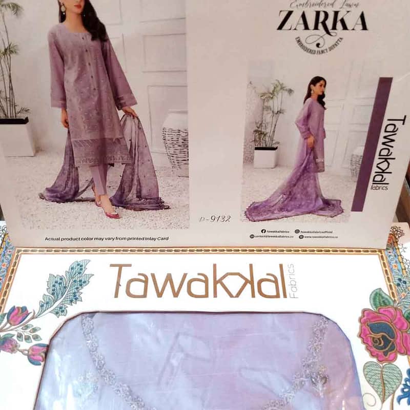 TAWAKKAL Original Luxury Lawn Zarka D-9132|Branded Designer Eid Dress 5