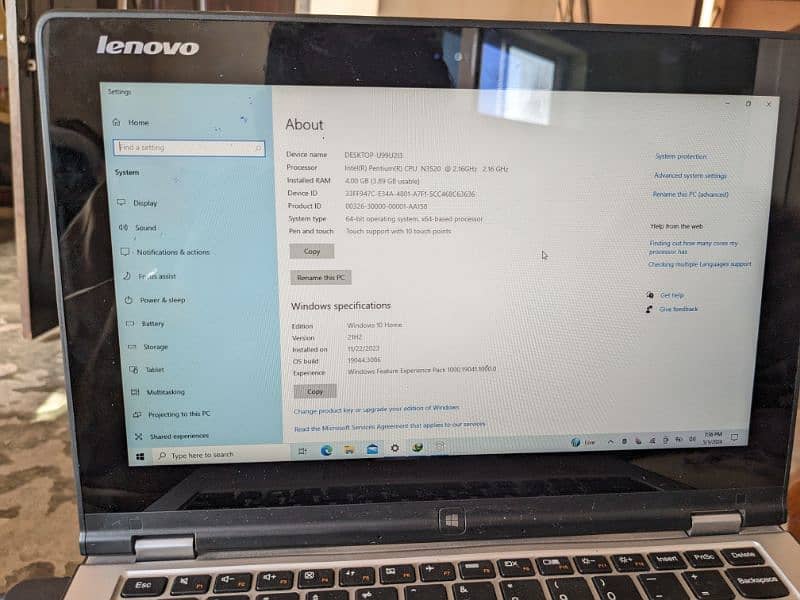 Lenovo Touch+360 Rotate Core i4 3rd generation 4 1/28 1