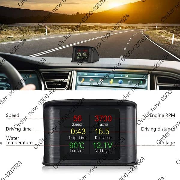 Head Up Display HUD Speedometer OBD Smart Digital Overspeed Alar 2