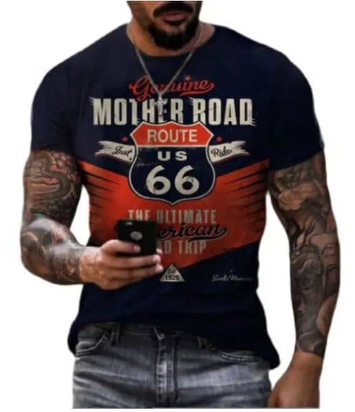 Vintage Men's T-shirts 3d Retro Print Motorcycle T-shirts 5
