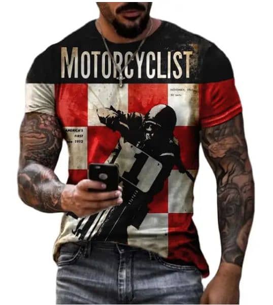 Vintage Men's T-shirts 3d Retro Print Motorcycle T-shirts 11