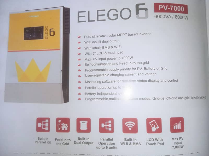 CROWN ELEGO 6KW Hybrid Inverter (PV-7000) 0