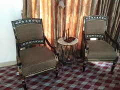 sofa set in pure sheesham wood with carving and deco paint