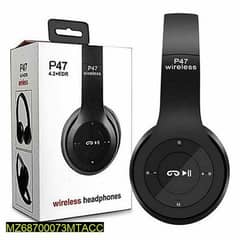 P47 Wireless Stereo Headphone, Black