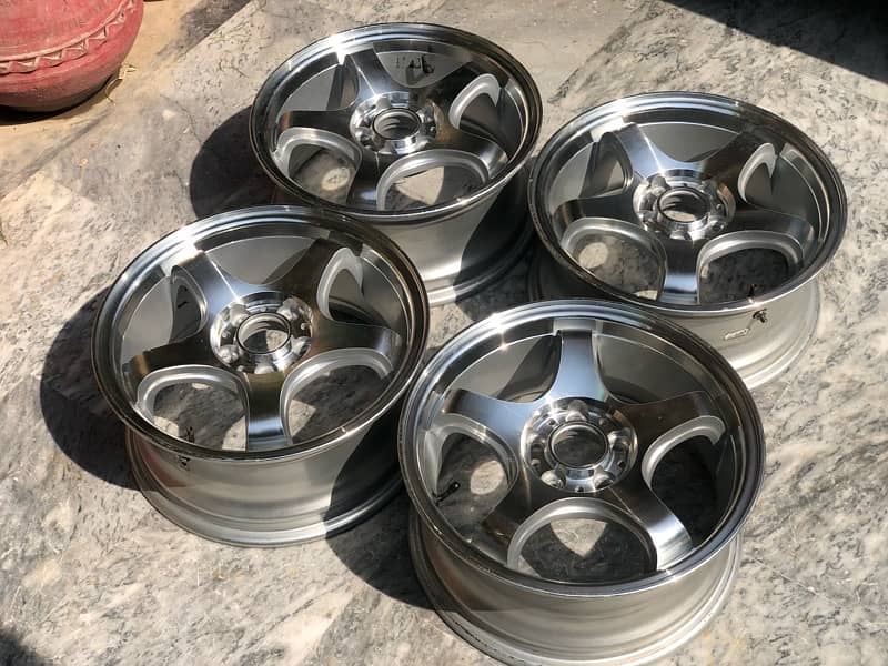 15 inch 100 pcd 5 nut 6.5jj super crome rims 0