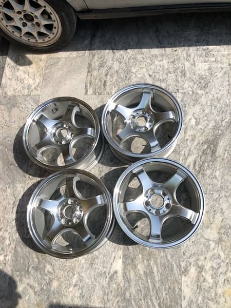 15 inch 100 pcd 5 nut 6.5jj super crome rims 4