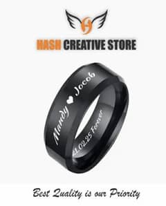 Namme write ring in black color for girls and boys