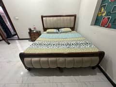 Bed With side tables Brown colour