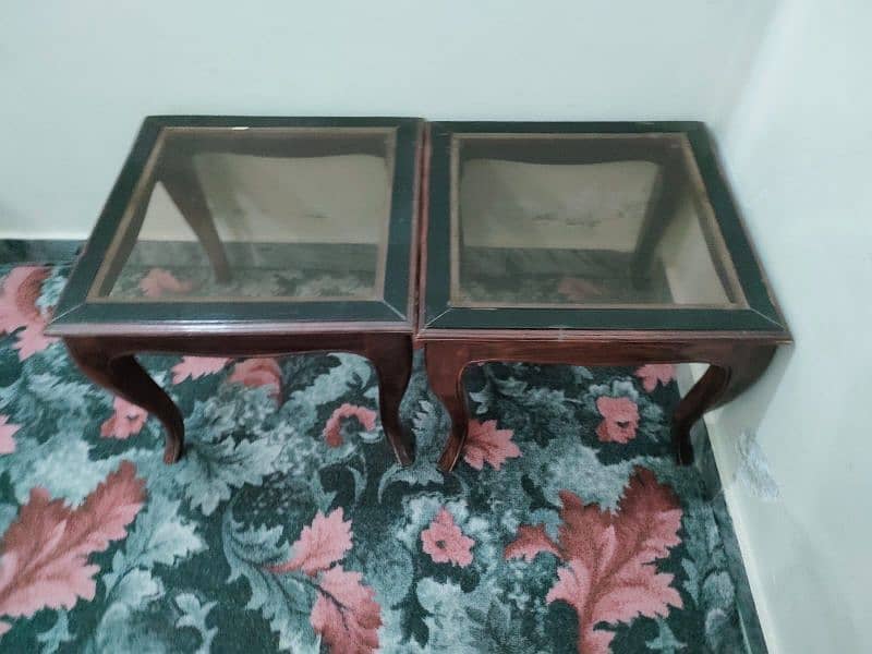 100% Pure Wood Tables With Glass 1