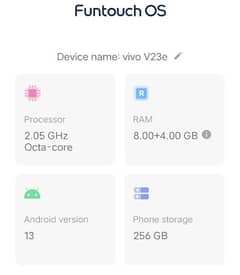 Vivo V23e Mobile 8+4 Gb Ram 256GB storage