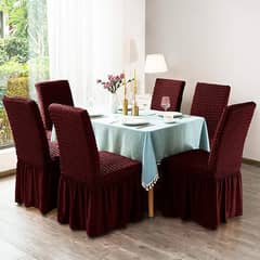 6 seater dining table seats cover. Maroon color
