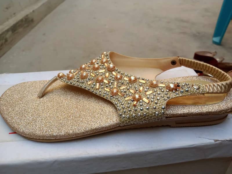 Golden Flat Shoes 0