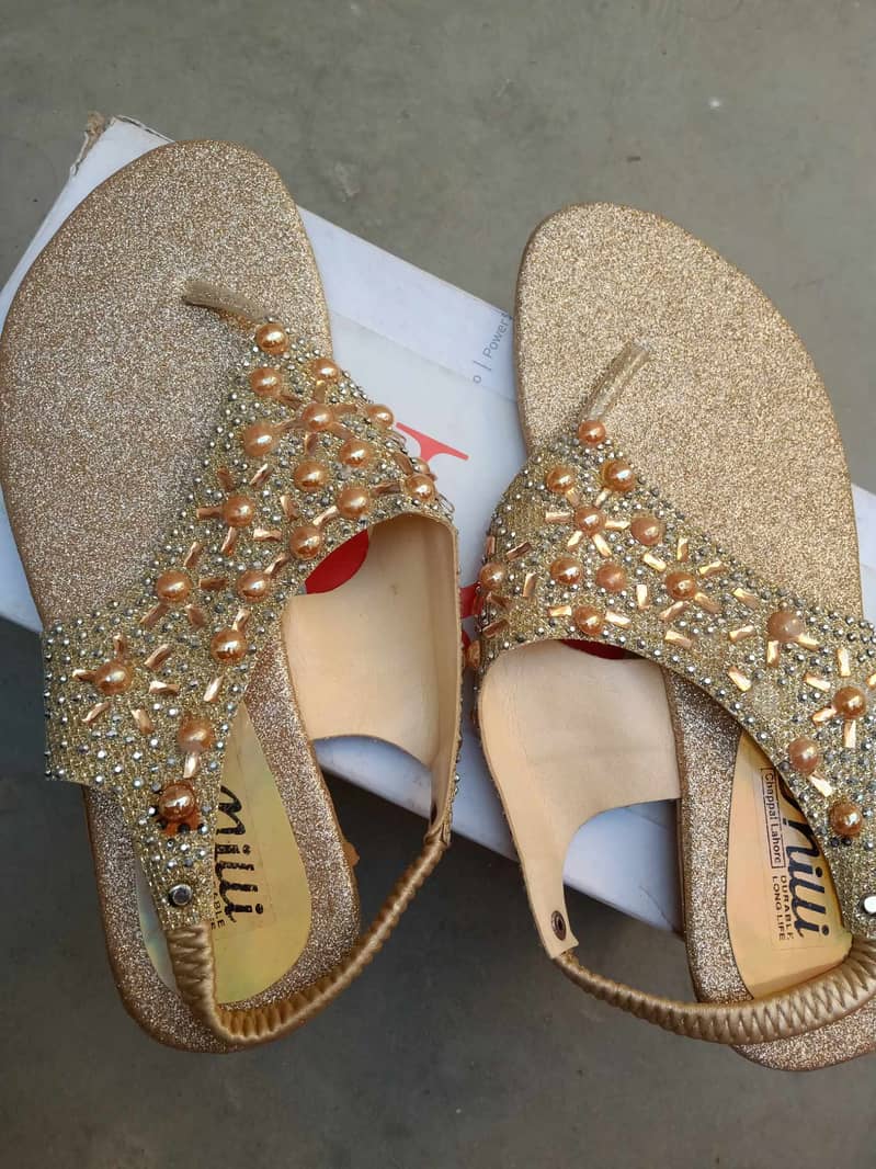 Golden Flat Shoes 1