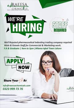 Commercial Staff Required (pharma)