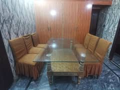 Glass Dining Table with 6 chairs
