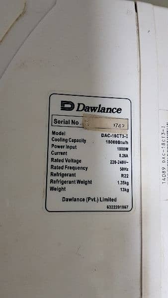 Dawalance 1.5 ton split ac 2