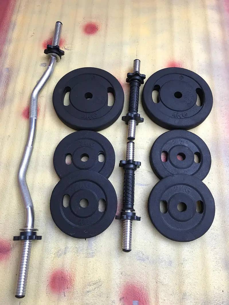 Home gym setup / dumbbell rods / plates / rubber coated plates 4