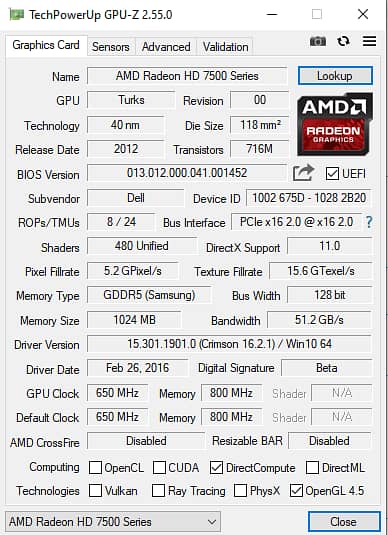 AMD HD 7570 1gb ddr5 1