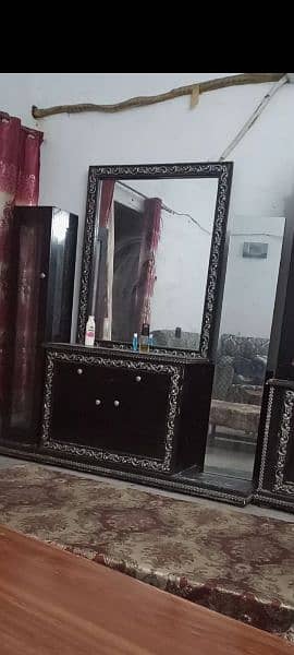 Dressing mirror , showcase and bed with side tables for sale 3