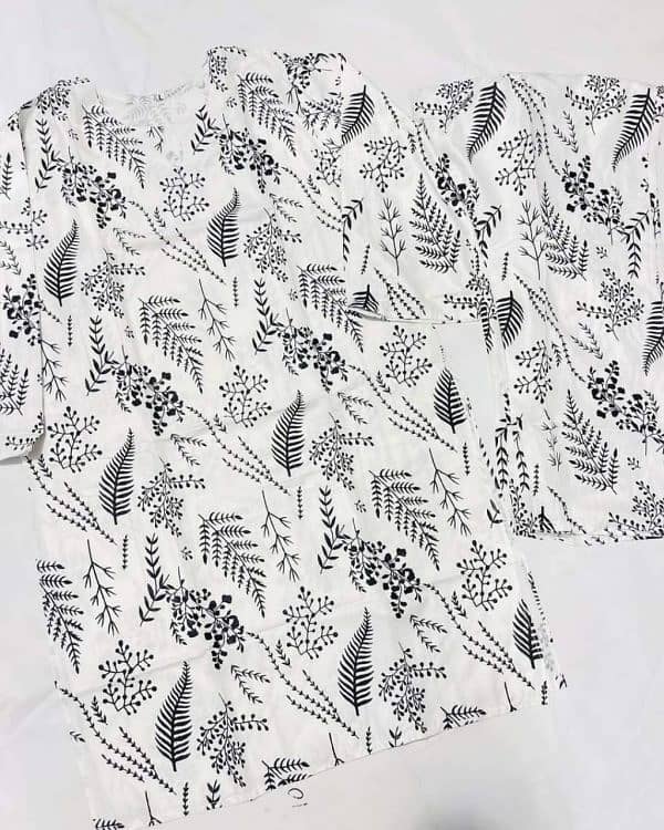 2 Pcs Women’s Stitched Petal Print Linen Casual Wear For Women 1