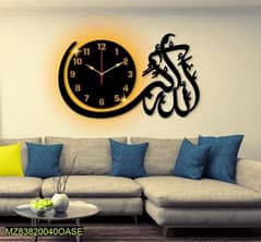 wooden Wall clock with light 0