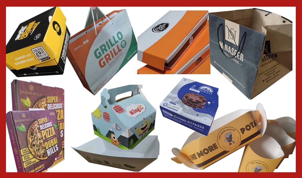 Paper Bag Burger Box Pizza/Cake Box Packaging Courier Flyer Menu Label 3