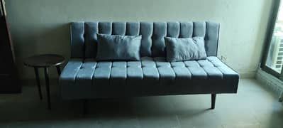 sofa cumbed velvet + cushions