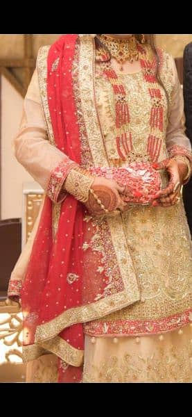 golden lehnga with red dupatta 0