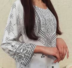 2 pcs Woman Arabic Lawn chunri stitched suit