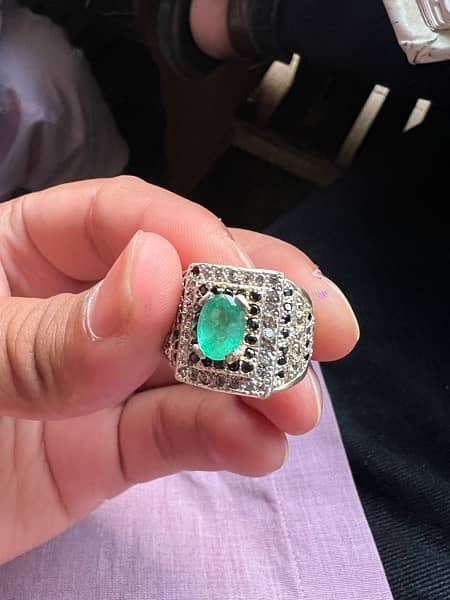 Emerald (Zmurd) Stone Silver Ring 1