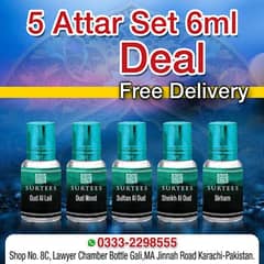 Pack of 5 Long Lasting Non Alcoholic Attar
