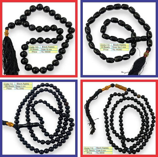 Natural Stone Tasbih - Aqeeq Feroza dire Najaf tasbeehs 8