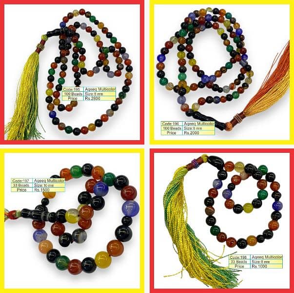 Natural Stone Tasbih - Aqeeq Feroza dire Najaf tasbeehs 11