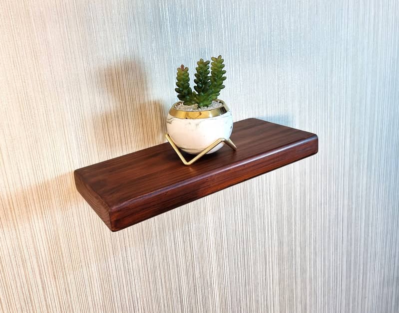 Premium Quality Real Solid Wood Wall Floating Shelve, (Hidden Bracket) 3
