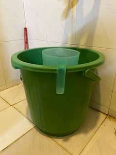 2 Water Buckets (Balti) with Mug
