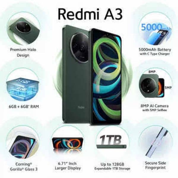 REDMI A3 4/64 ONE YEAR WARRENTY OFFICIAL PTA APPROVED 1