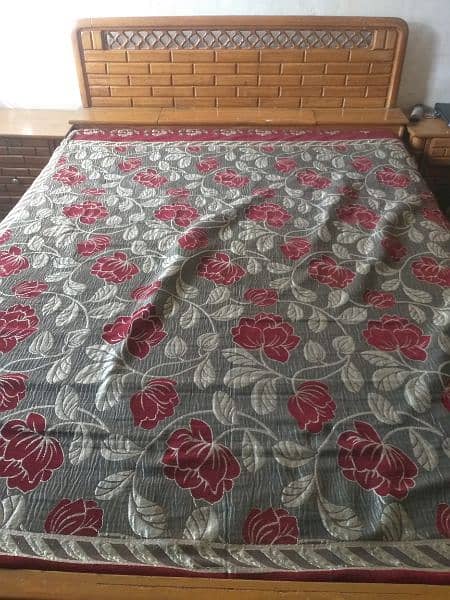 double bed with mattress and 2 side tables 1