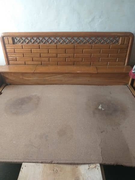 double bed with mattress and 2 side tables 4