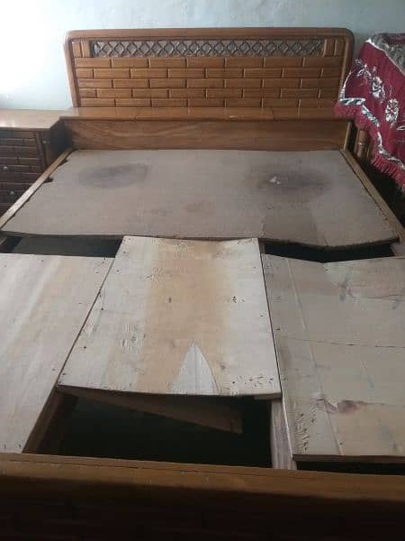 double bed with mattress and 2 side tables 5