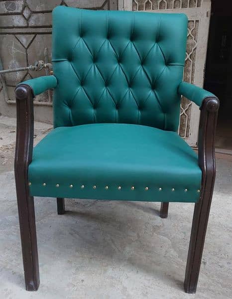 Wooden Visitor Chair/Guest Chair/Staff Chair/Green Chair/Chair 2