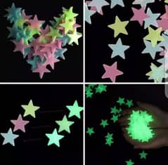 100 Pcs Glow In The Dark Stars Wall Stickers Pack Of 4 0
