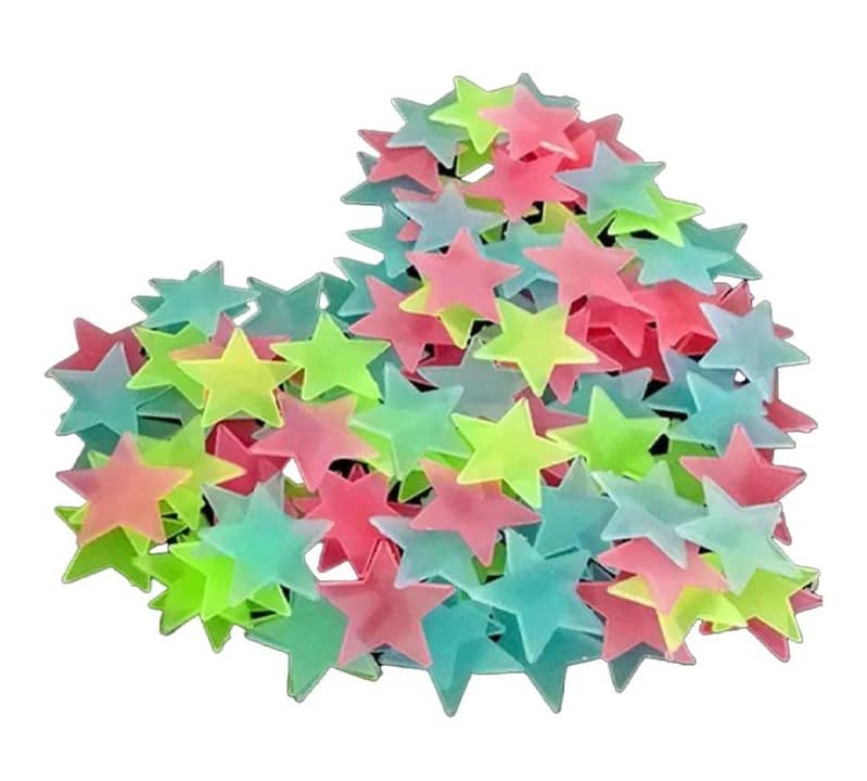 100 Pcs Glow In The Dark Stars Wall Stickers Pack Of 4 1