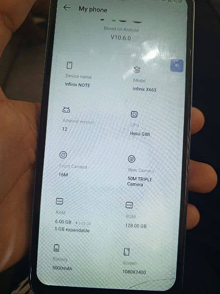 Infinix note 12 6 ram 128 rom box charger all available pannel changed 0