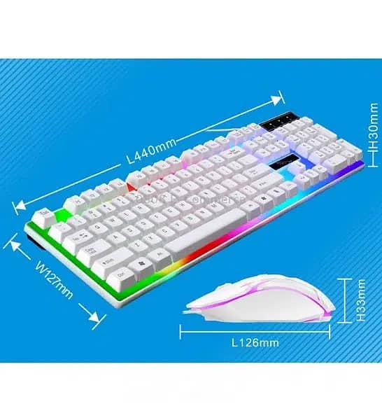 G21B Gaming Keyboard and mouse Combo Wired RGB White/Black 9