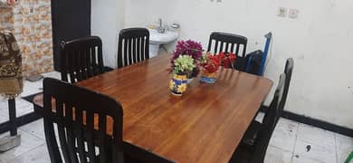 excellent quality and condition 6chairs heavy wooden dinning 0