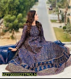 3pcs women's stitched printed khatan silk maxi