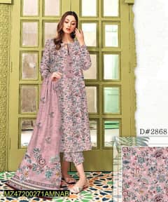 Amna. B 3 Pcs women's Unstitched Imported lawn Printed suit