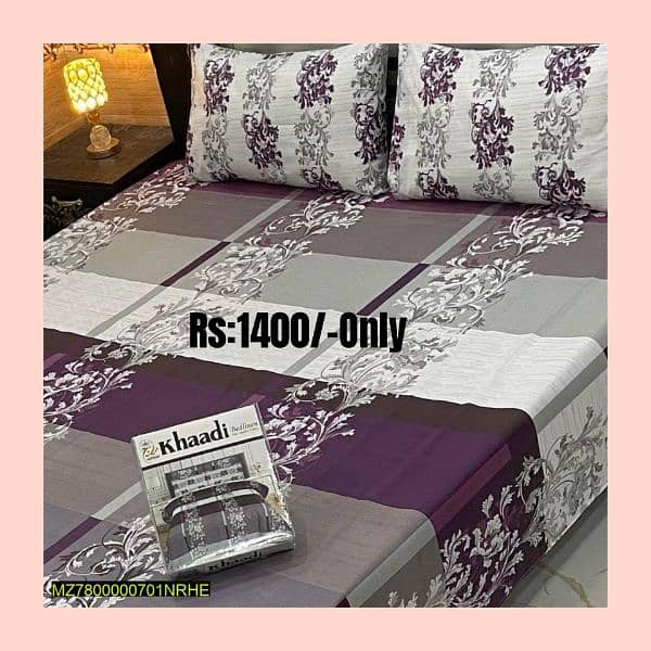 3 Pcs Imported cotton Salonica printed Double bedsheet 1